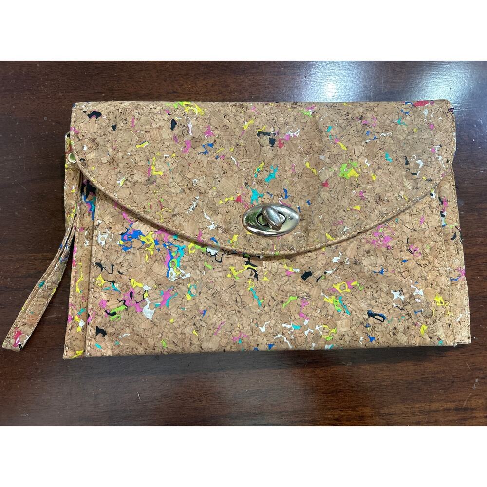 Artsy Painter Envelope Cork Blend Spring Summer Clutch Purse
